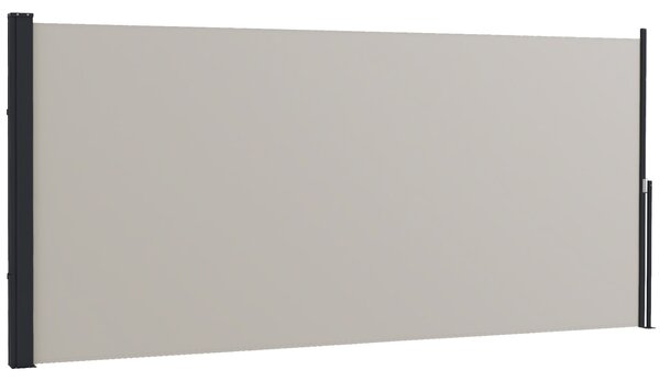 Outsunny Store laterale Parasole Paravento retrattile dim. 3L x 1,40H m alluminio Poliestere Anti-UV Alta densità 180 g/m² Grigio