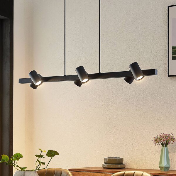 Lampada a sospensione Savoli Lindby, dimmerabile, Nero, Soggiorno / Sala da pranzo, Metallo, Moderno, Lampada a sospensione