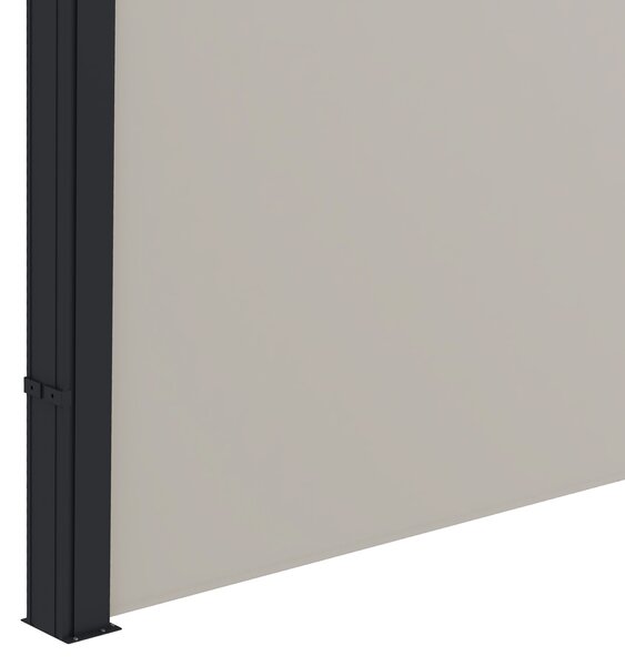 Outsunny Store laterale Parasole Paravento retrattile dim. 3L x 1,40H m alluminio Poliestere Anti-UV Alta densità 180 g/m² Grigio