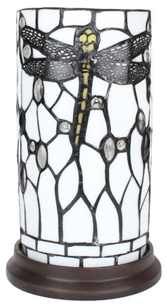Lampada da tavolo Tiffany Clayre & Eef Ø 15x26 cm in vetro bianco grigio Dragonfly