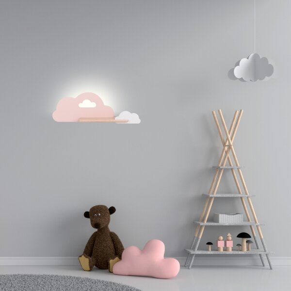 Applique LED per bambini con mensola CLOUD LED/5W/230V rosa/bianco
