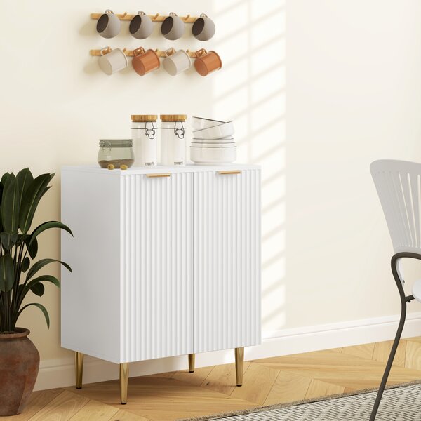 HOMCOM Buffet cucina mobile da stoccaggio con 2 ante ripiano regolabile piedi metallici rialzati 60 x 40 x 80 cm bianco