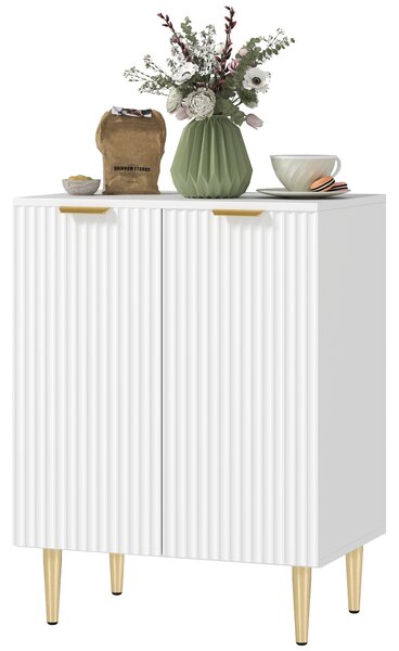 HOMCOM Buffet cucina mobile da stoccaggio con 2 ante ripiano regolabile piedi metallici rialzati 60 x 40 x 80 cm bianco