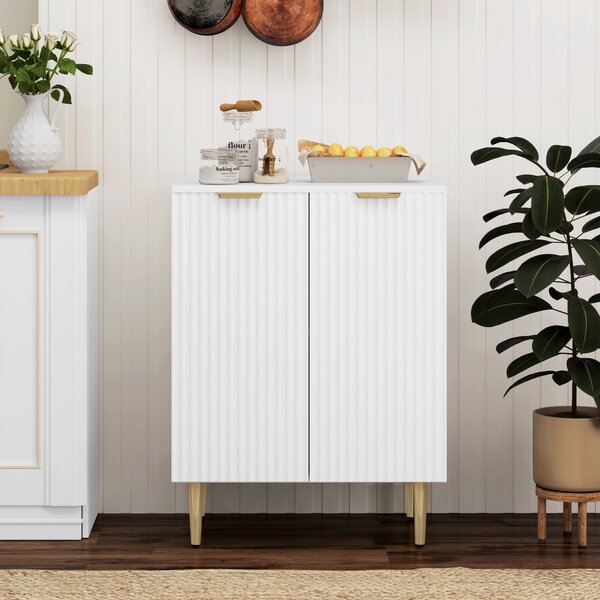 HOMCOM Buffet cucina mobile da stoccaggio con 2 ante ripiano regolabile piedi metallici rialzati 60 x 40 x 80 cm bianco