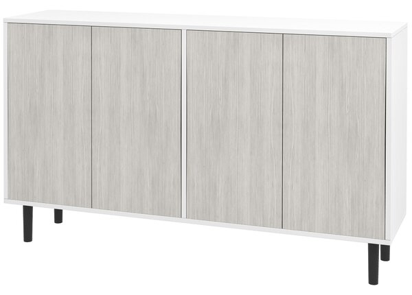 HOMCOM Buffet da cucina mobile da archiviazione 2 armadi con ripiani regolabili, 121 x 37 x 75 cm, bianco e effetto legno grigio