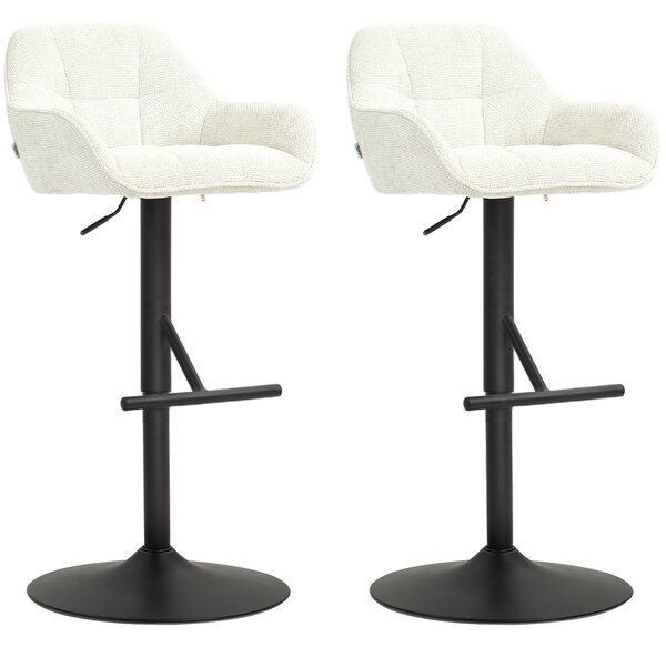 HOMCOM Set di 2 sgabelli da bar sedie da bar altezza regolabile tessuto effetto lino e base in acciaio 52,5 x 53 x 86,5-108 cm crema
