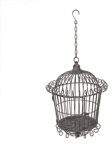 Decorazione a gabbia per uccelli Clayre & Eef Ø 36x47 cm Marrone Grigio Metallo