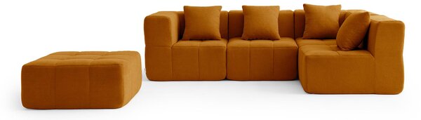 MILYSOFA SOFABULOUS: divano ad angolo modulare a 4 posti con chaise longue, raffinato tessuto a riccioli, color cannella