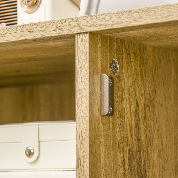 HOMCOM Buffet mobile da soggiorno armadio alto aspetto legno e vimini design 2 porte - dim. 90L x 32,5l x 120H cm