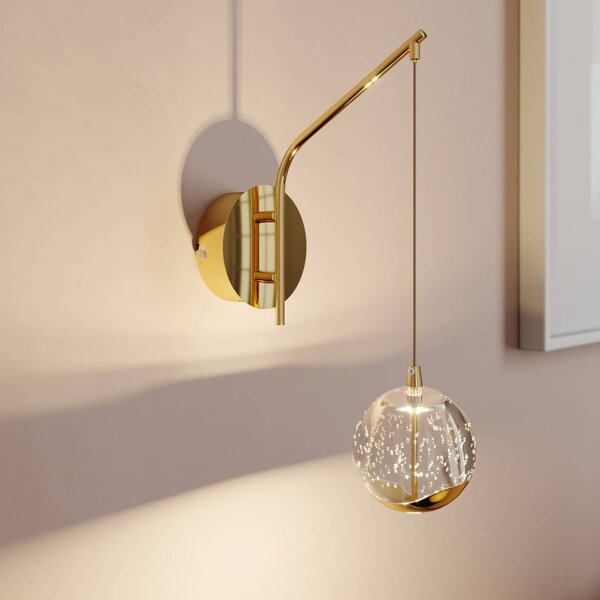 Applique da parete a LED Hayley Lucande, Chiaro / Trasparente, Soggiorno / Sala da pranzo, Vetro, Moderno, Applique a LED