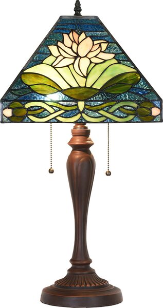 Lampada da tavolo Tiffany Clayre & Eef 31x31x61 cm Fiori di vetro verde blu