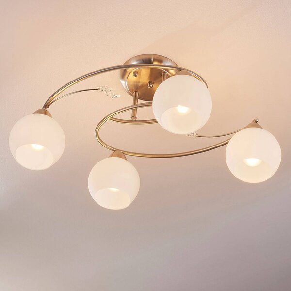 Plafoniera soffitto Svean Lindby, dimmerabile, Alluminio / Grigio / Zincato, Soggiorno / Sala da pranzo, Vetro, Moderno, Plafoniera