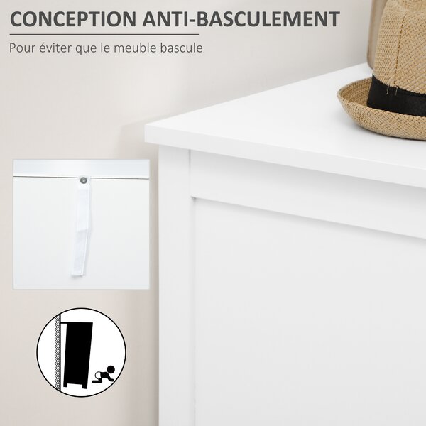HOMCOM Mobile porta scarpe con 2 ante effetto intreccio rattan cassetto 80 x 35 x 110 cm bianco