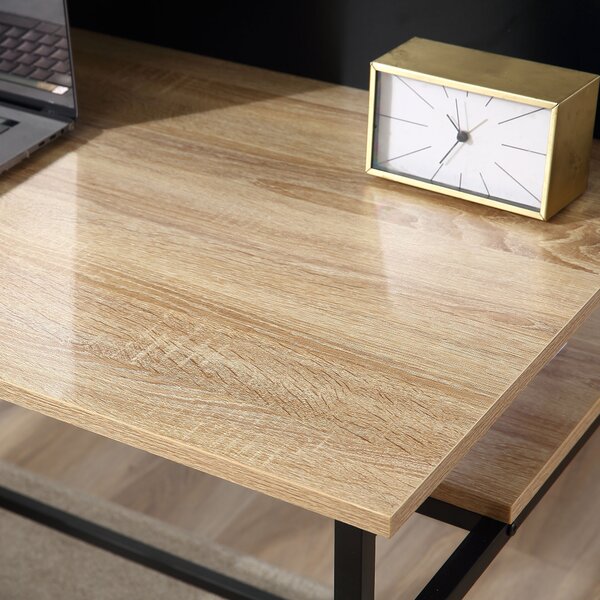 HOMCOM Scrivania con ripiani scrivania informatica scrivania da computer con 4 ripiani, ampio piano e lavagnetta nera per salotto camera ufficio a casa 120L x 53P x 126H cm, rovere e nero