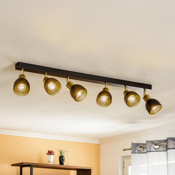 Luminex Spot soffitto Frano, 6 luci nero/oro