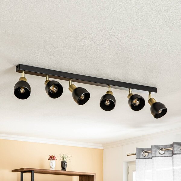 Luminex Spot soffitto Frano, 6 luci nero/oro