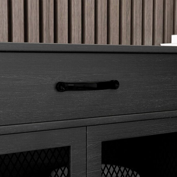 HOMCOM Mobiletto basso meuble de rangement 4 porte con étagères reglables e 2 cassetti stile industriale 150 x 40 x 85 cm nero