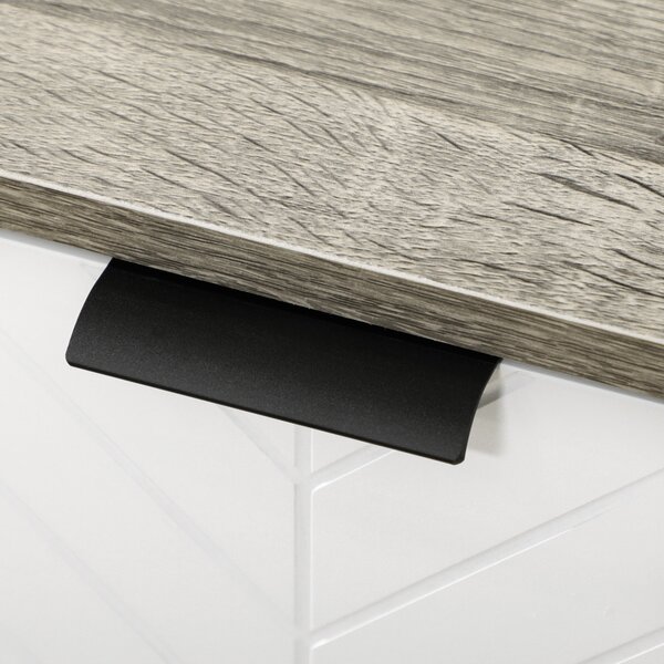 HOMCOM Buffet basso mobile da archiviazione 2 armadi 4 porte motivo spina di pesce ripiani regolabili 120 x 35 x 77,4 cm bianco e grigio