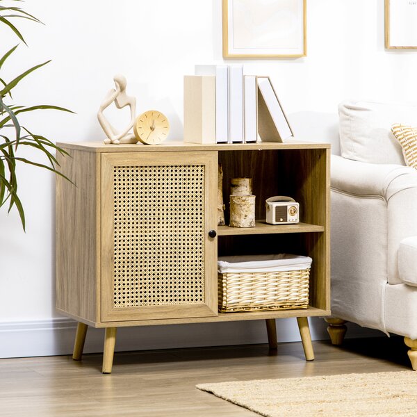 HOMCOM Credenza in rattan intrecciato effetto legno - dim. 80L x 39l x 70H cm
