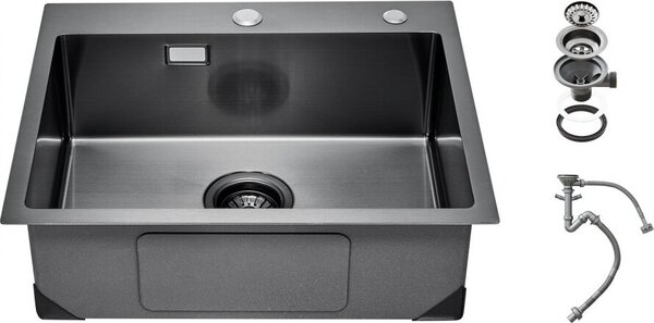 Lavello in acciaio inox 55x45x19 cm - Lavello a una vasca - Lavelli di alta qualità per la cucina moderna