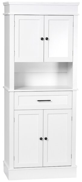 HOMCOM Credenza da cucina buffet armoire multi-rangement 2 armadi 2 porte cassetto nicchia MDF pannelli di particelle E1 bianco