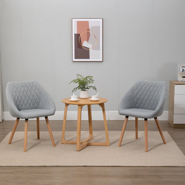 HOMCOM Set di 2 Sedie Moderne con Seduta Schienale braccioli ergonomici da Pranzo Design Scandinavo - Gambe affusolate in legno, Grigio|Aosom Italy