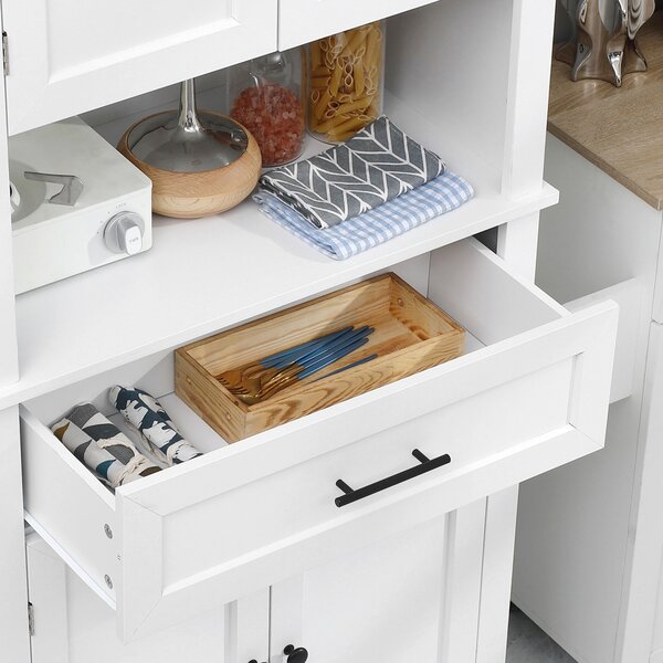 HOMCOM Credenza da cucina buffet armoire multi-rangement 2 armadi 2 porte cassetto nicchia MDF pannelli di particelle E1 bianco