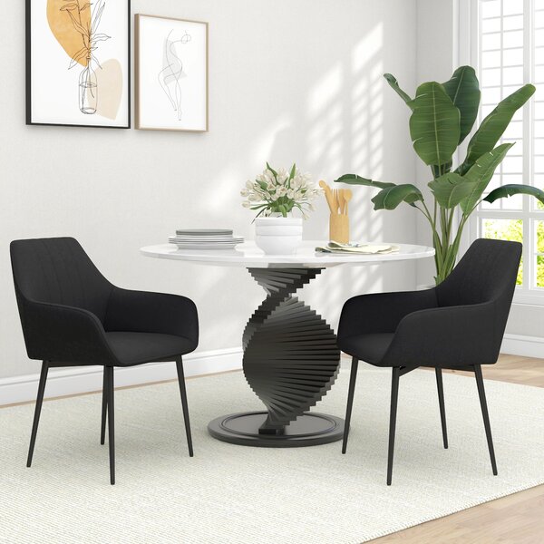 HOMCOM Set di 2 Sedie Moderne con Seduta Schienale braccioli ergonomici da Pranzo Design Scandinavo, Piedi affusolati in metallo, Nero|Aosom Italy