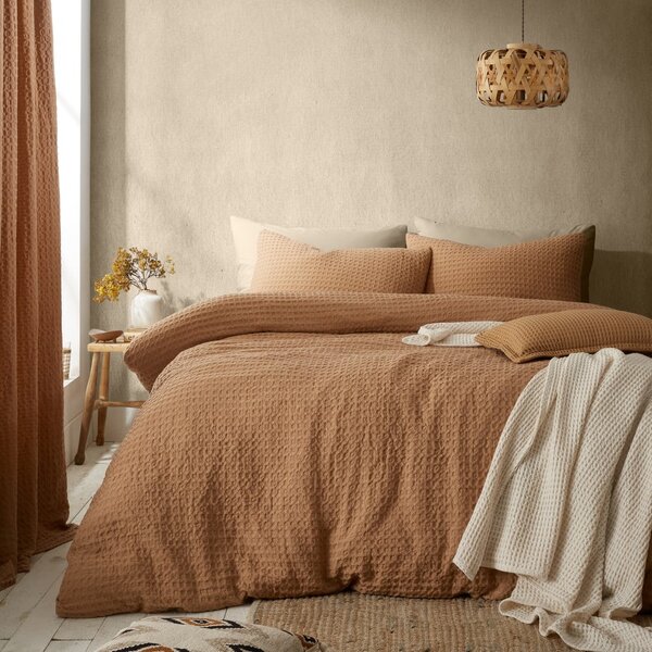 Biancheria da letto marrone per letto singolo 135x200 cm Muscat Waffle – Pineapple Elephant