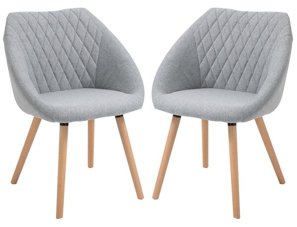 HOMCOM Set di 2 Sedie Moderne con Seduta Schienale braccioli ergonomici da Pranzo Design Scandinavo - Gambe affusolate in legno, Grigio|Aosom Italy