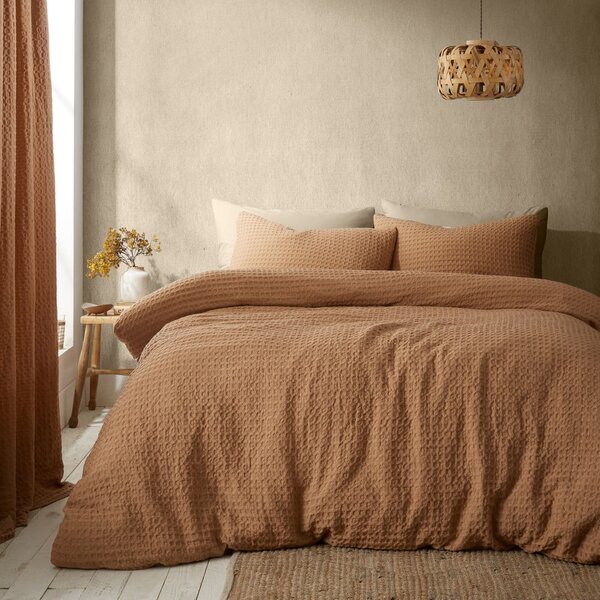 Biancheria da letto marrone per letto singolo 135x200 cm Muscat Waffle – Pineapple Elephant