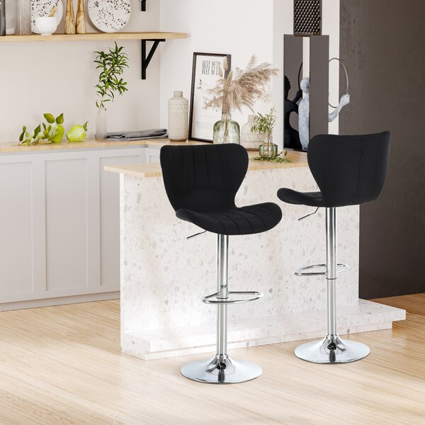 HOMCOM Set di 2 Sgabelli da Bar Design Contemporaneo Altezza d'Assise Regolabile 59-81 cm Girevoli 360° Lino Nero