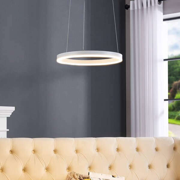 Lampada LED a sospensione Arcchio Albiona, bianca, 1 anello, Ø 40 cm Albiona Arcchio, dimmerabile, Bianco / Opale, Cucina, Metallo, Moderno