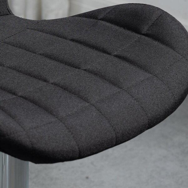 HOMCOM Set di 2 Sgabelli da Bar Design Contemporaneo Altezza d'Assise Regolabile 59-81 cm Girevoli 360° Lino Nero