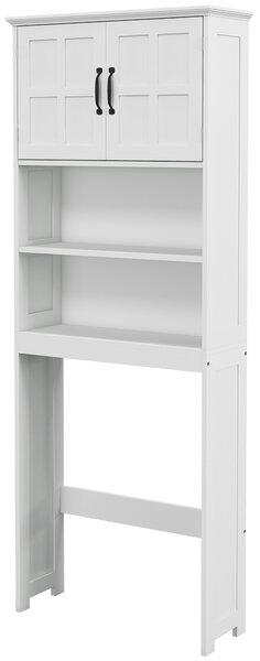Kleankin Mobile WC sopra il water armadio di stoccaggio per bagno con nicchie armadio a doppia porta mensola regolabile