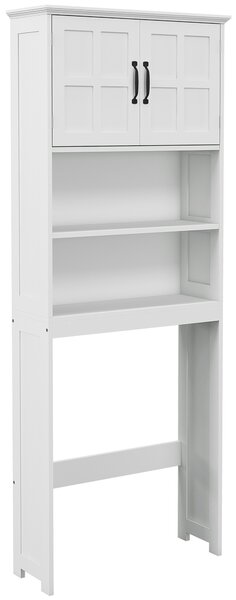 Kleankin Mobile WC sopra il water armadio di stoccaggio per bagno con nicchie armadio a doppia porta mensola regolabile