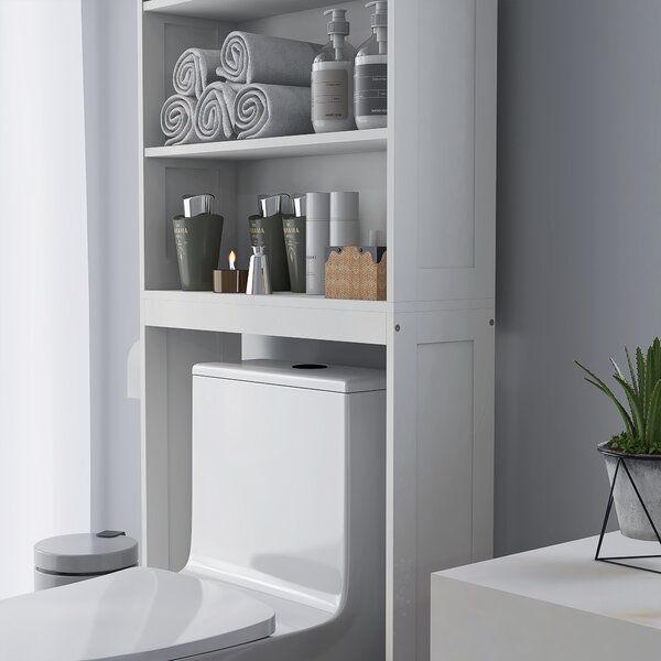Kleankin Mobile WC sopra il water armadio di stoccaggio per bagno con nicchie armadio a doppia porta mensola regolabile