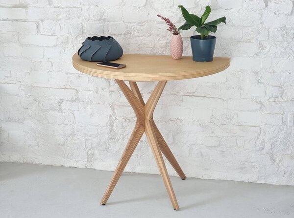 Tavolo da pranzo rotondo con piano effetto frassino allungabile 45x90 cm Jubi – Ragaba