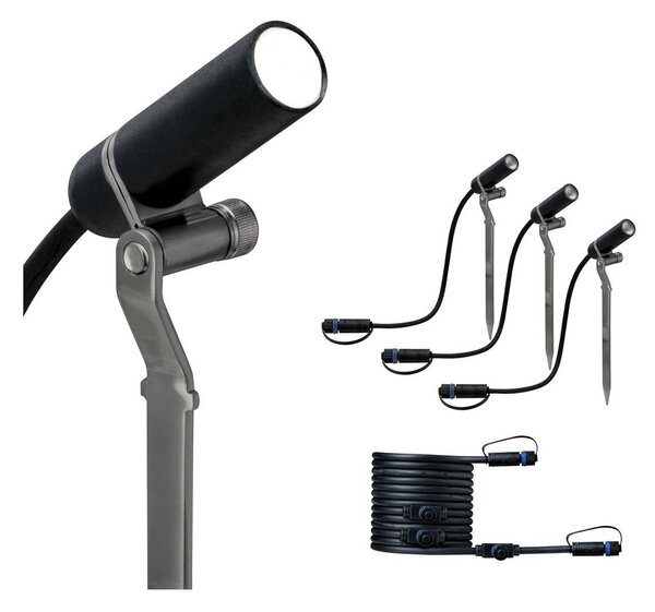 Paulmann Plug & Shine Plantini 3000K 3 pezzi supplemento Plantini, dimmerabile, Nero, Alluminio, Moderno