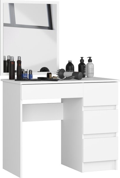 Akord Toeletta Con Specchio Sul Lato Destro Bianca 90X50X142 Cm