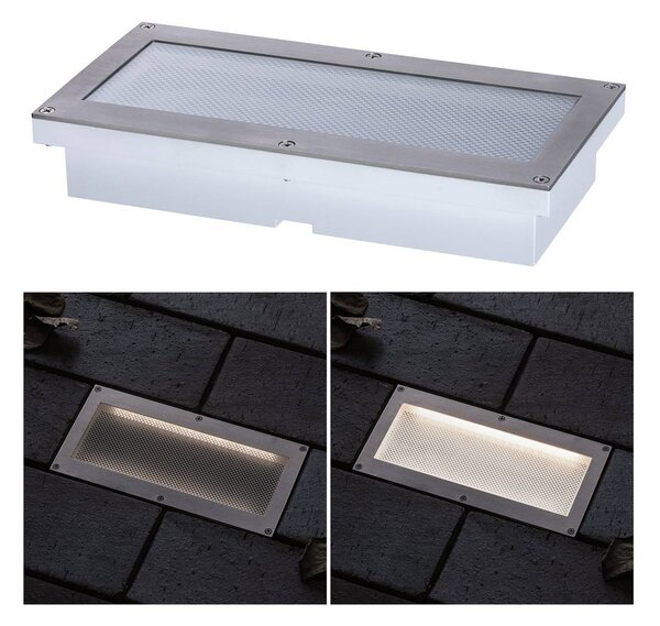 Paulmann Brick lampada da incasso per pavimento a LED, 10x20cm, Alluminio / Grigio / Zincato, Acciaio Inox, Moderno, Faretto da incasso da terra