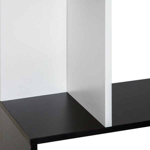HOMCOM Libreria Scaffale Mobile da Rangement di Design Contemporaneo a Forma di S 4 mensole 60L x 24l x 148H cm Nero Bianco