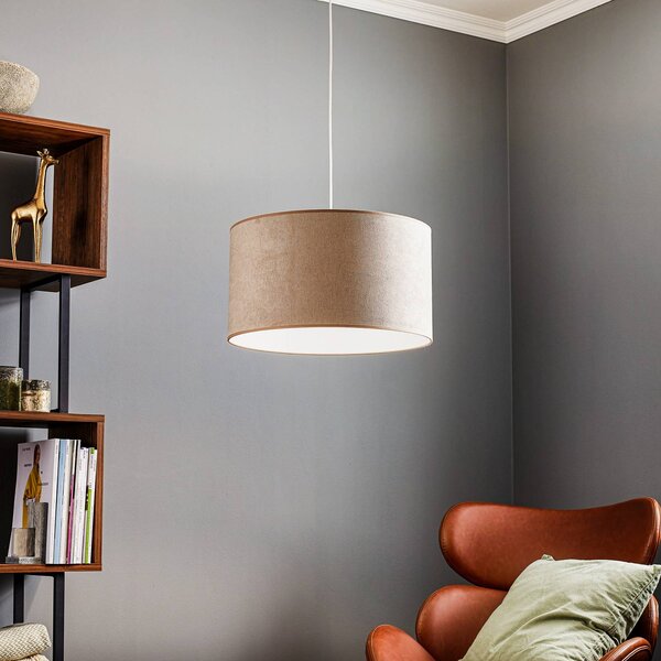 Lampada a sospensione Bristol Duolla, dimmerabile, Crema / Ambra, Soggiorno / Sala da pranzo, Tessuto / Stoffa / Seta, Lampada a sospensione