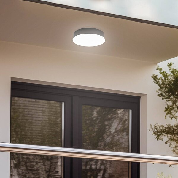 Lindby plafoniera LED da esterni Lahja, antracite, sensore, IP65 Lahja, Nero, Plastica, Moderno, Plafoniere LED