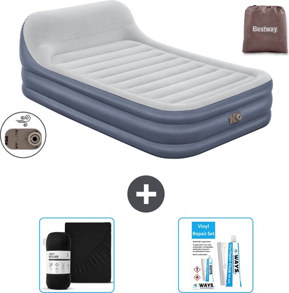 Materasso gonfiabile Bestway - 2 persone - 152 x 226 x 46 cm - Grigio - Accessori inclusi