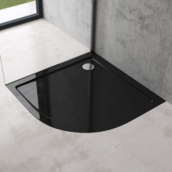 Doporro Piatto Doccia con Piletta 80x80x4cm, Piatto Doccia Faro3 in Acrilico incl. Piletta di Scarico (AL02), Forma: Quadrato, Nero