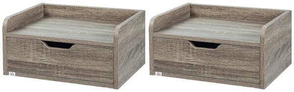 HOMCOM Set di 2 comodini da parete comodini da notte sospesi cassetto piano aspetto legno dim. 40L x 30l x 19,5A cm- grigio