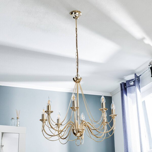 Lampadario a soffitto Retro Domiluce, dimmerabile, Ottone / Oro, Soggiorno / Sala da pranzo, Metallo, Lampadario