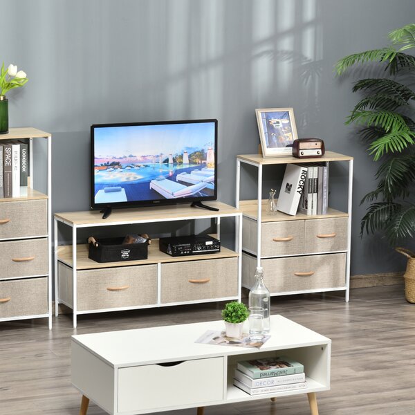 HOMCOM Cassettiera mobile da camera con 3 cassetti in tessuto, ripiano e piano superiore, 58L x 29P x 81,5H cm