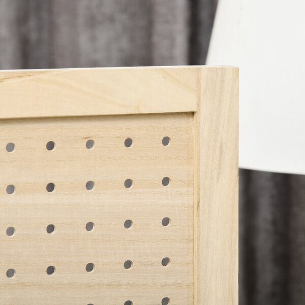 HOMCOM Paravento interno in legno 4 pannelli separatore di ambienti pieghevole pannello perforato 152 x 1,7 x 144,5 cm legno naturale